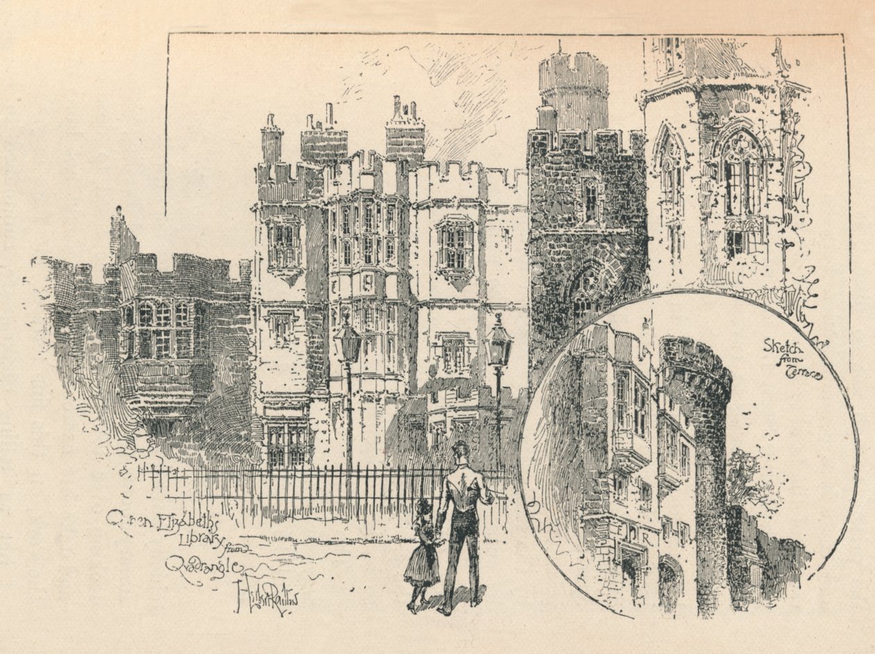 Biblioteca de la Reina Isabel. Boceto desde la Terraza Norte, 1895 de Unbekannt