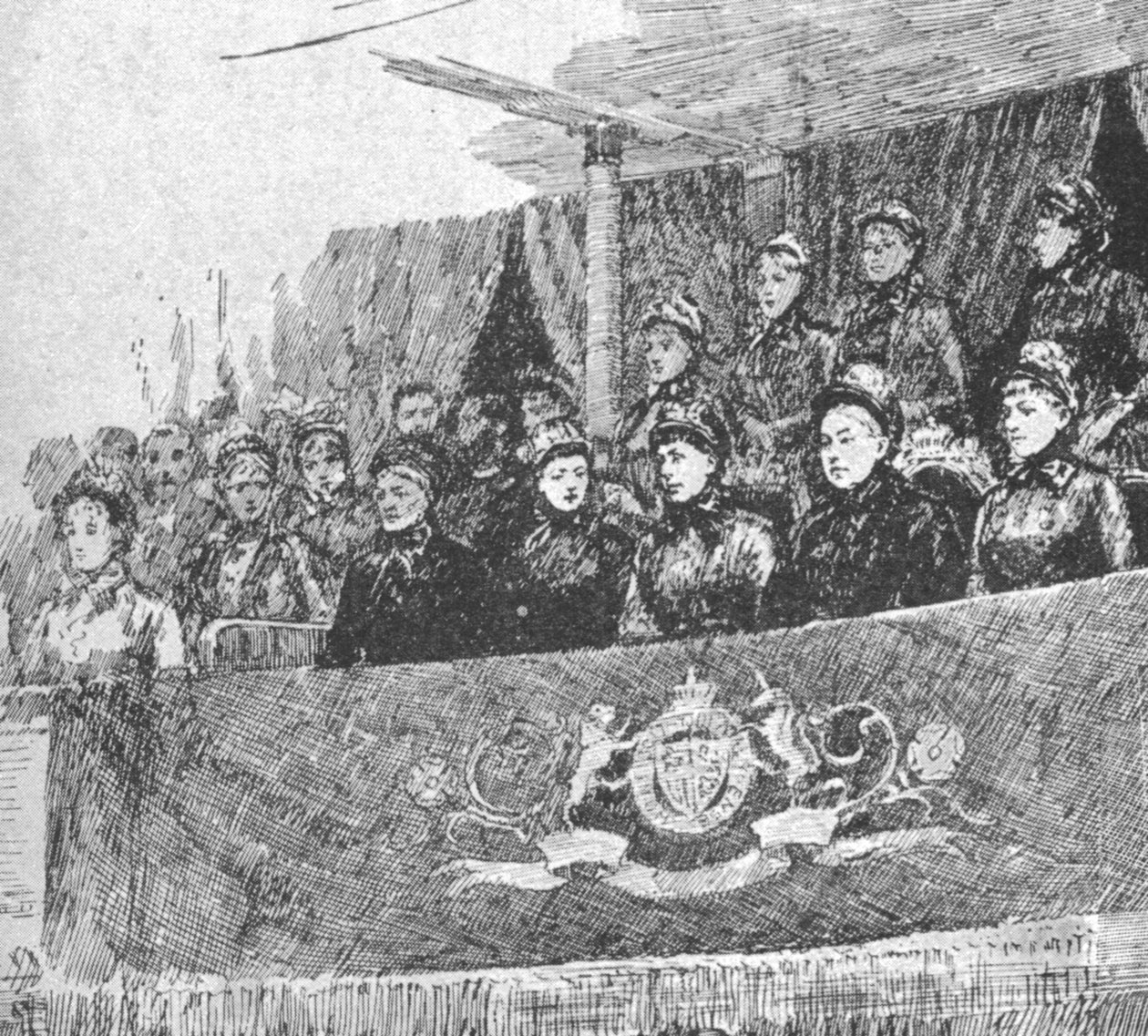 La Reina Victoria en la representación de... Mors et Vita en el Albert Hall, 1886 de Unbekannt