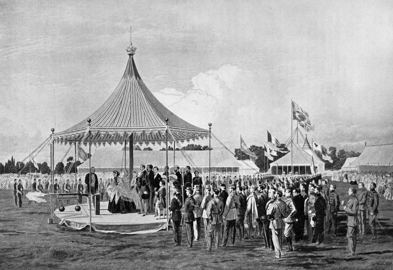 La Reina Victoria disparando el primer tiro en Wimbledon, julio 1860, c1920 de Unbekannt