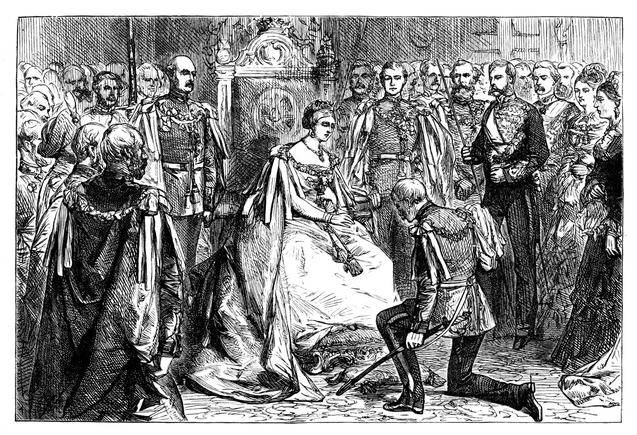 La reina Victoria celebrando la primera investidura de la orden de la Estrella de la India, c1861 de Unbekannt