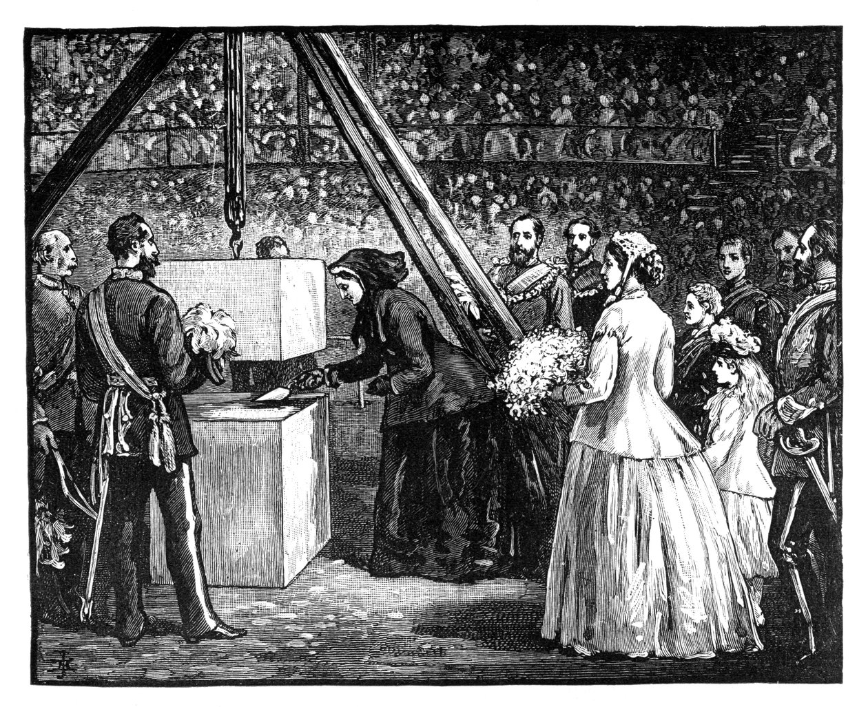 La Reina Victoria colocando la primera piedra del Royal Albert Hall, Londres, 1860s de Unbekannt