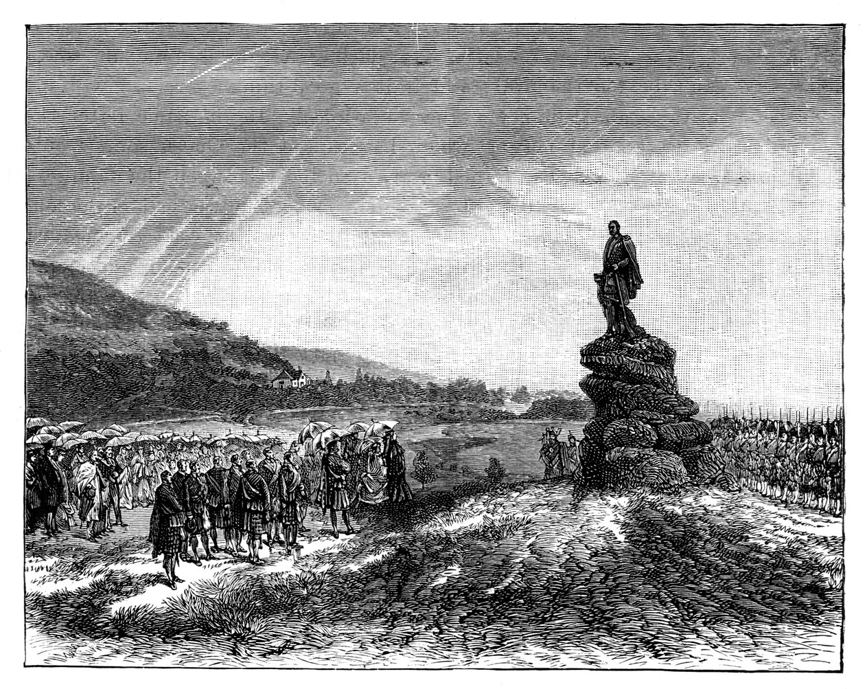 La Reina Victoria desvela una estatua del Príncipe Alberto en Balmoral, Escocia, años 1860 de Unbekannt