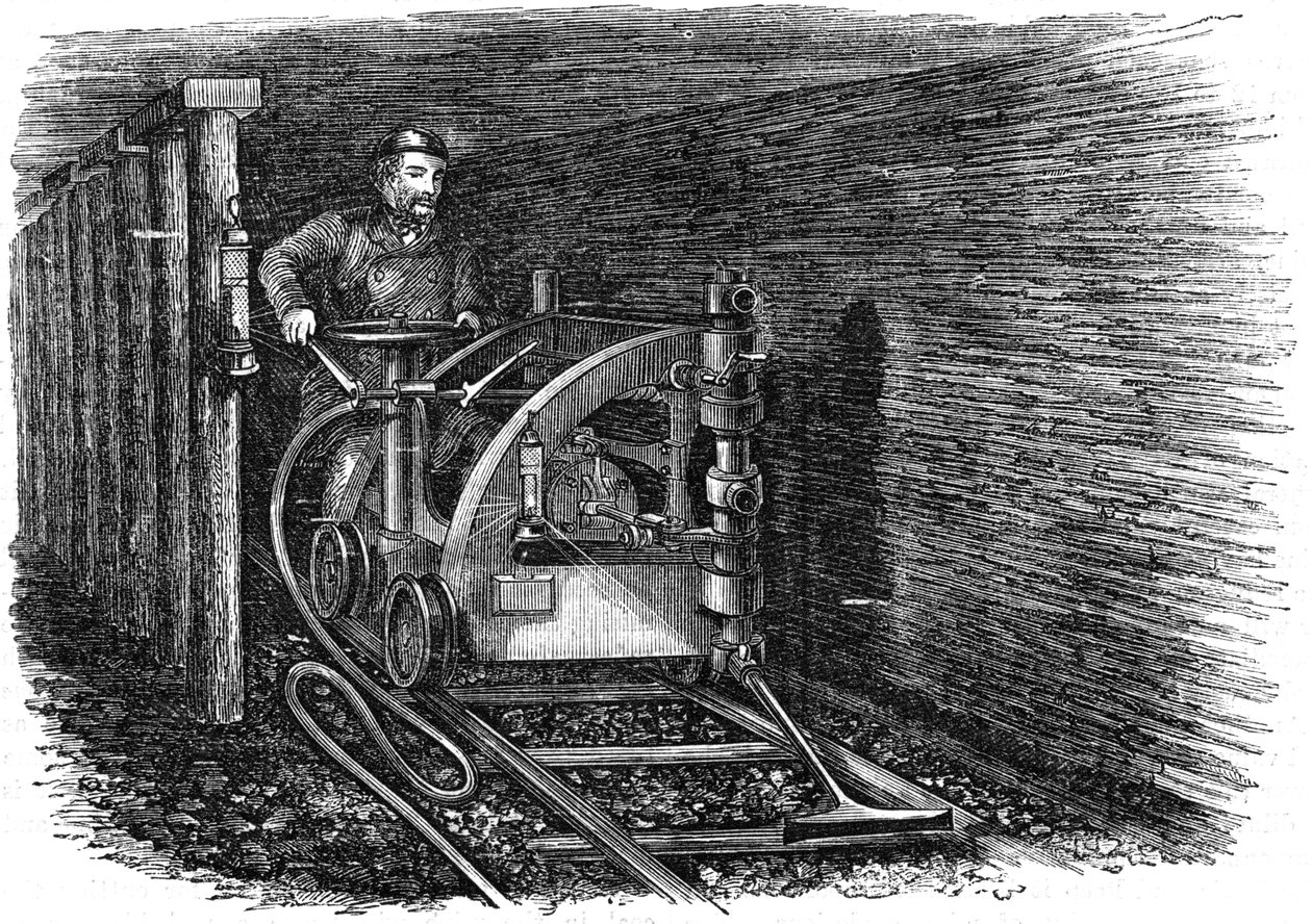 Máquina de corte de carbón sobre rieles, 1864 de Unbekannt