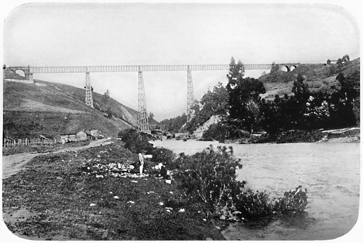 Puente ferroviario sobre el río Malleco, Araucanía, 1911 de Unbekannt