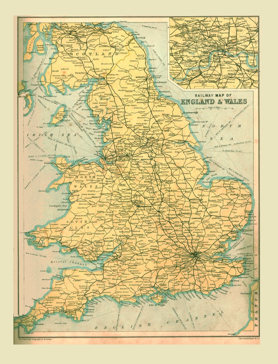 Mapa ferroviario de Inglaterra y Gales, 1902 de Unbekannt