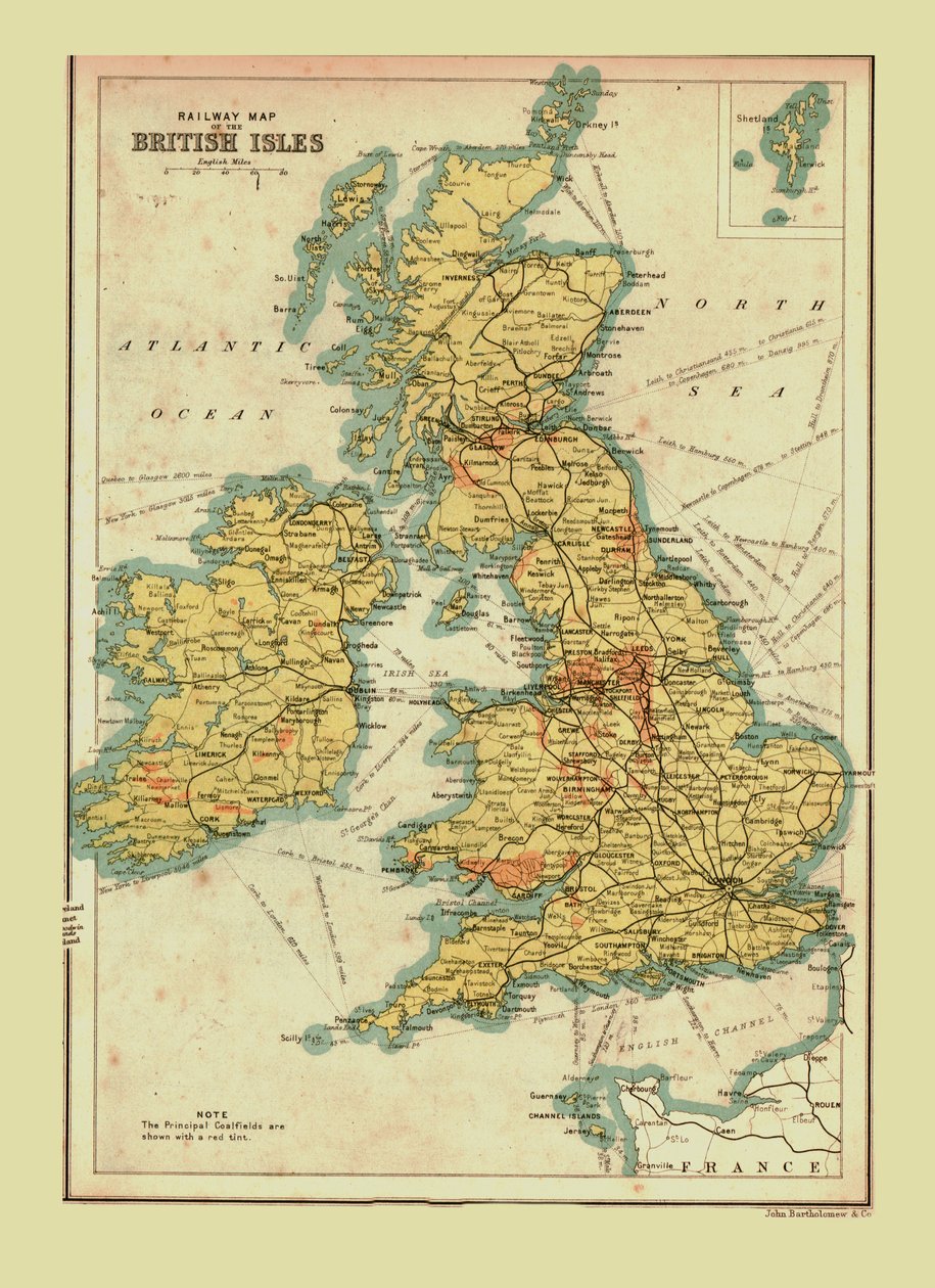 Mapa ferroviario de las Islas Británicas, 1902 de Unbekannt