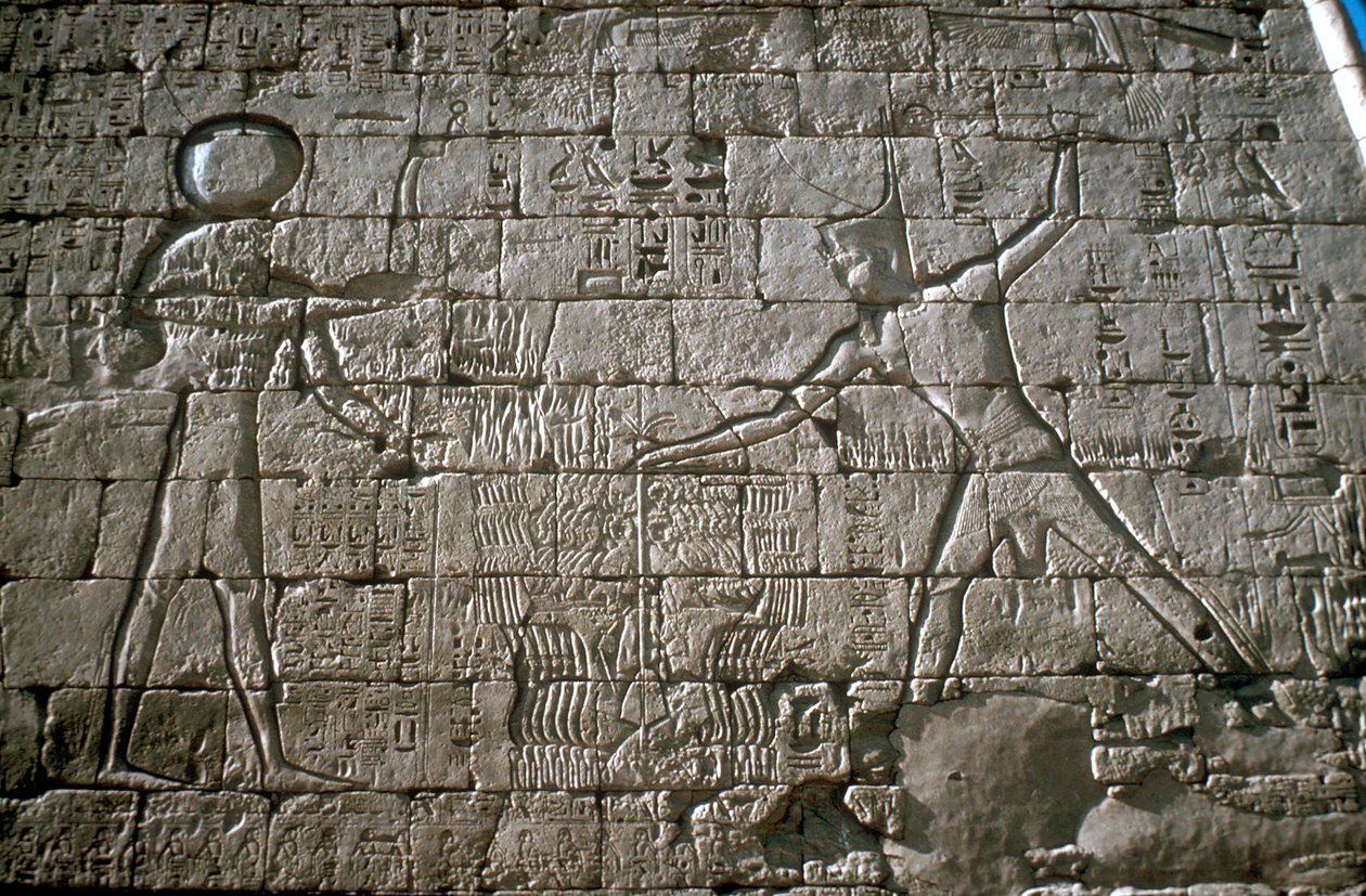 Ramsés III golpeando a sus enemigos ante Amón-Ra, Templo Mortuorio, Medinat Habu, Egipto de Unbekannt