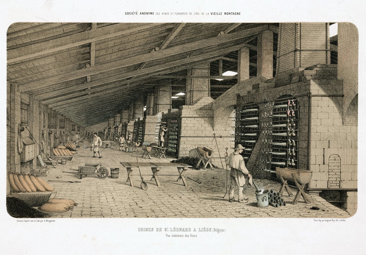 Procesamiento de Materias Primas, Metalurgia Hornos en los trabajos de zinc, St Leonard, Lieja, Bélgica de Unbekannt
