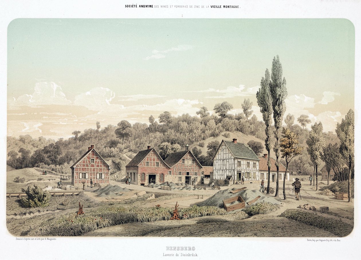 Procesamiento de materias primas, metalurgia, obras de lavado de mineral de zinc de Steinbruck, Bensberg, Alemania de Unbekannt