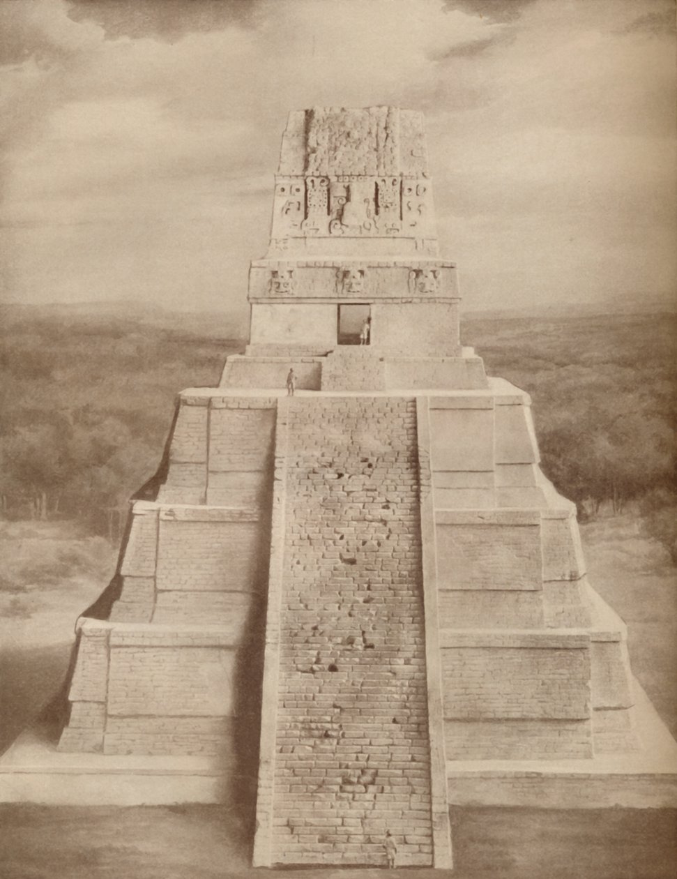 Modelo Reconstruido de una Magnífica Pirámide del Templo Maya en Tikal, c. 1935 de Unbekannt