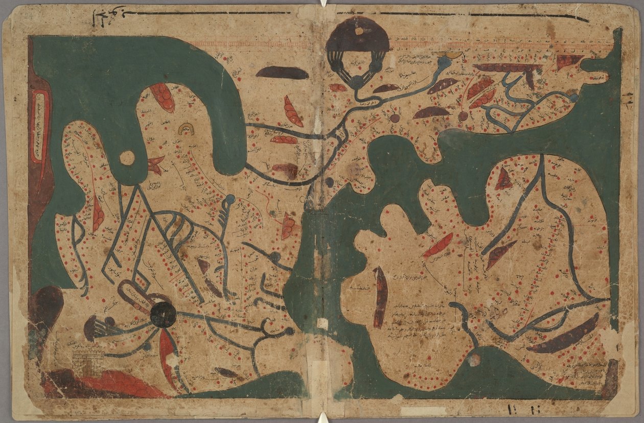Mapa mundial rectangular De: El Libro de Curiosidades de las Ciencias y Maravillas para los Ojos, siglo XI de Unbekannt