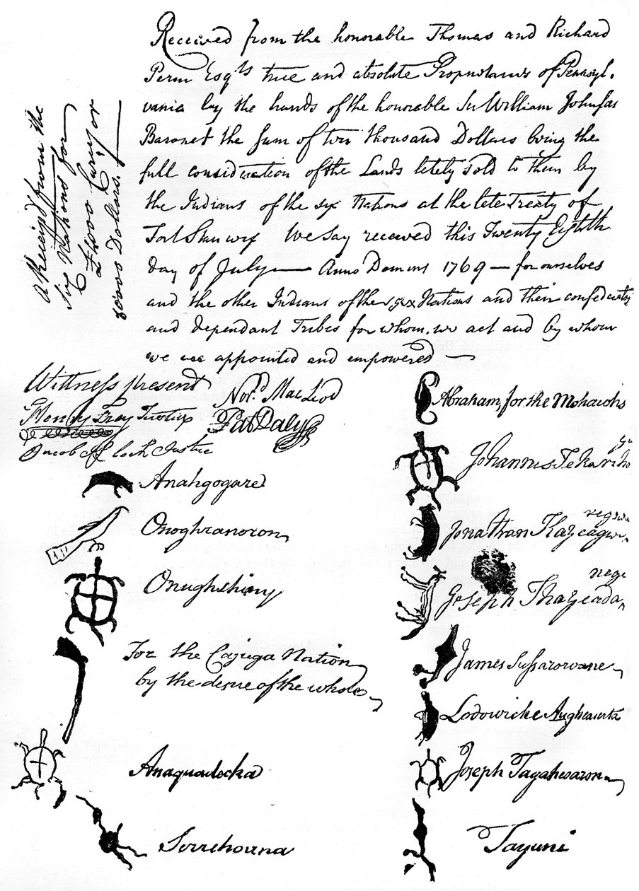 Facsímil reducido de un tratado entre los británicos y las tribus nativas americanas, 1769, c. 1880 de Unbekannt