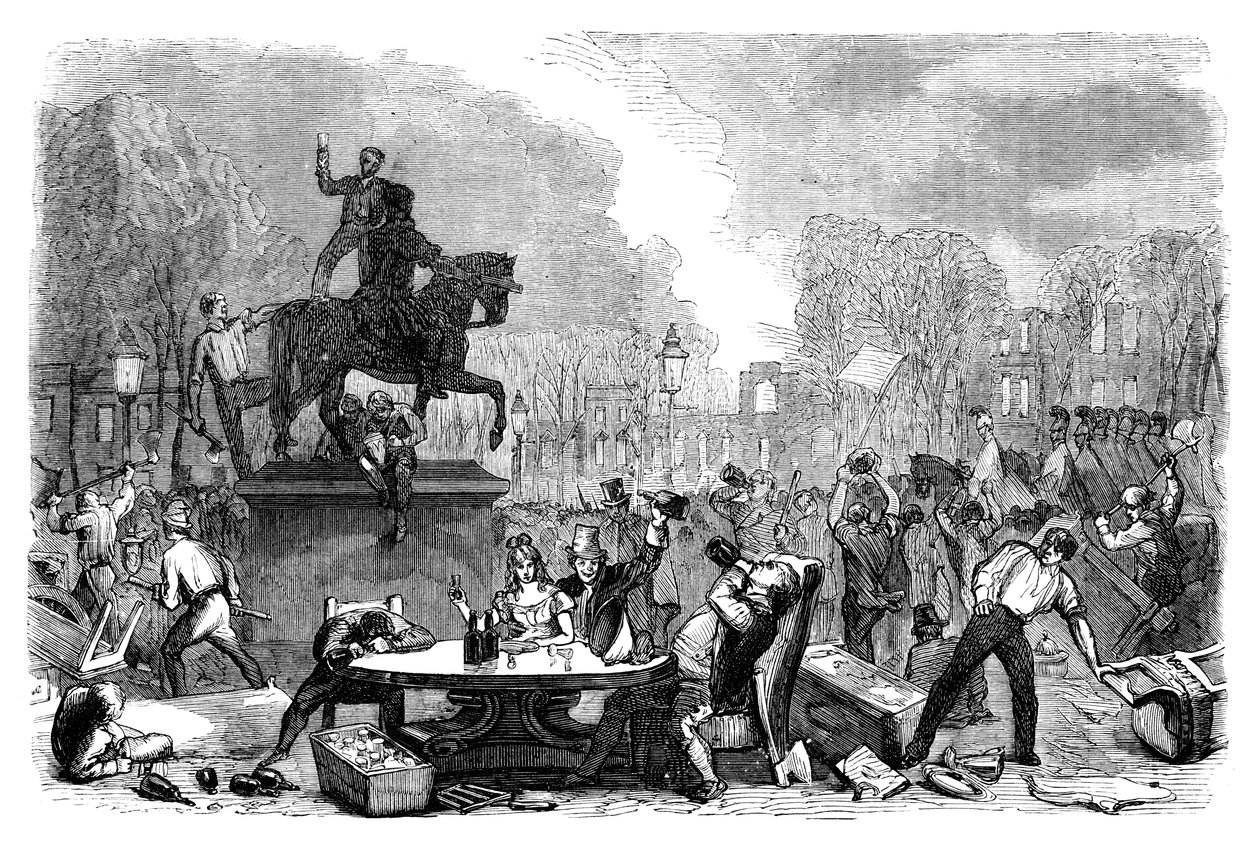 Disturbios de reforma en Queens Square, Bristol, 1831 c. 1895 de Unbekannt