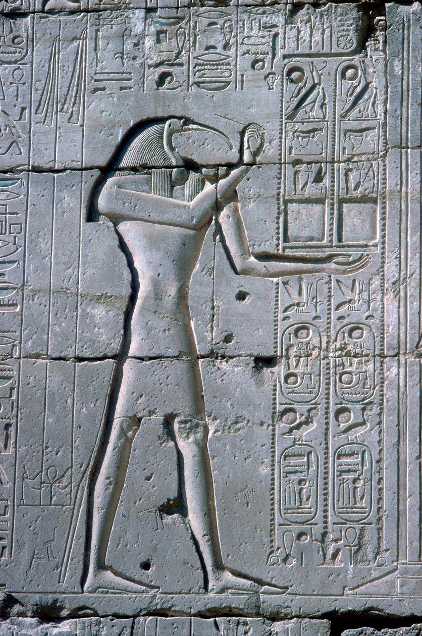 Relieve que muestra a Thoth, El Ramesseum, Templo de Ramsés II, Luxor, Egipto, c. 1300 a.C. de Unbekannt
