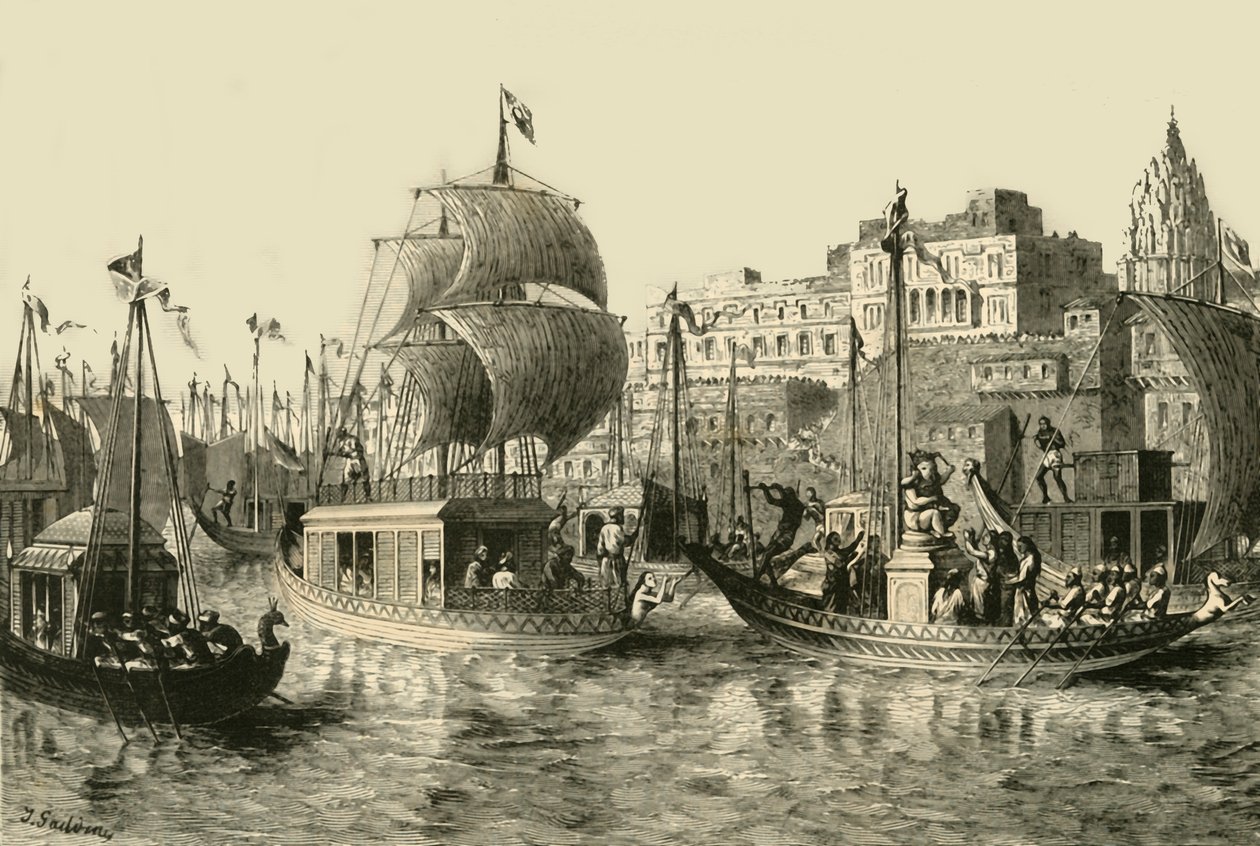 Festival religioso en Benarés, 1890 de Unbekannt
