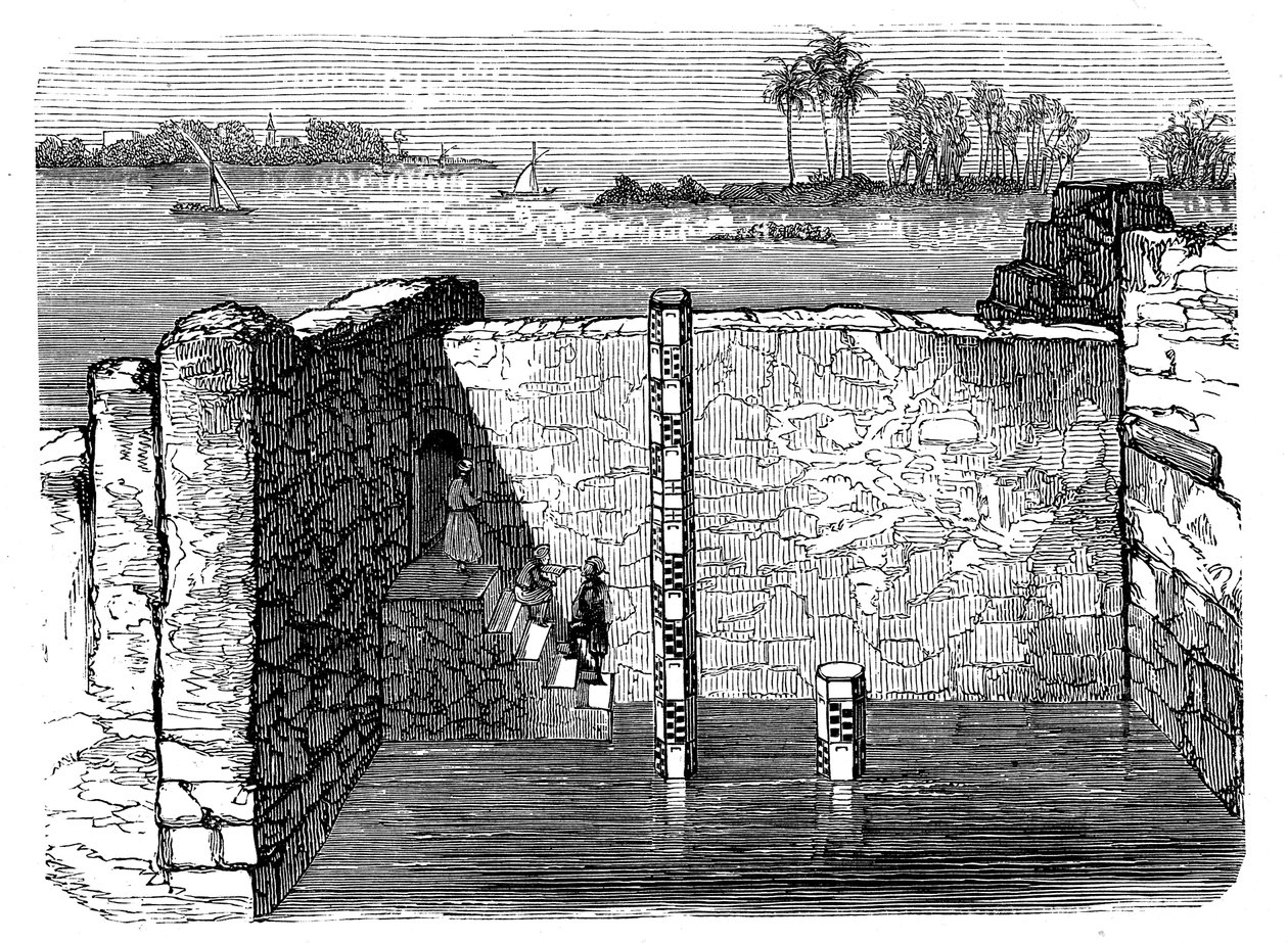 Restos de un Nilómetro, un antiguo dispositivo para medir la inundación anual del Nilo, c1885 de Unbekannt