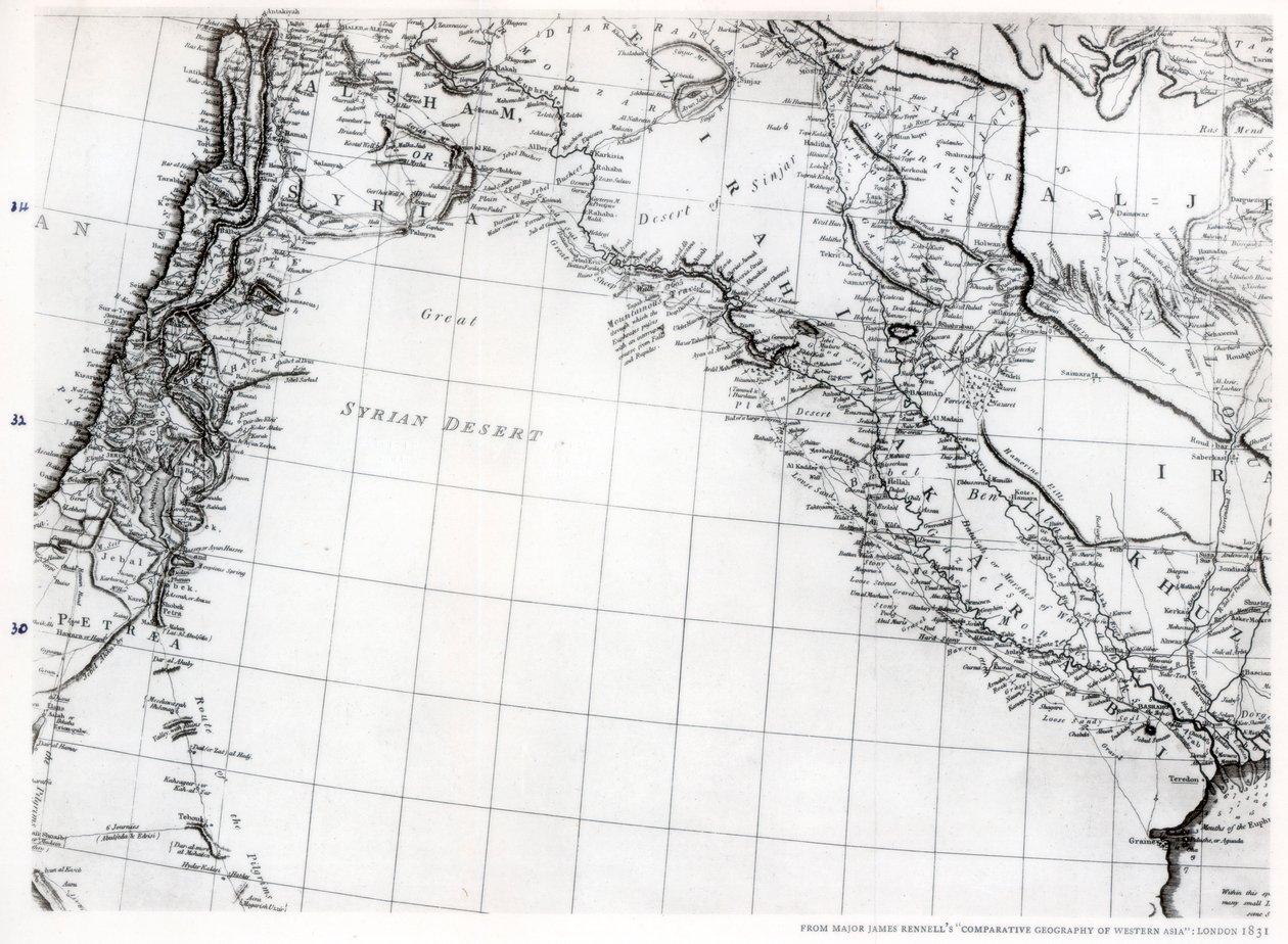 Mapa de Rennell del desierto sirio, fechado en 1809, publicado en 1831 de Unbekannt