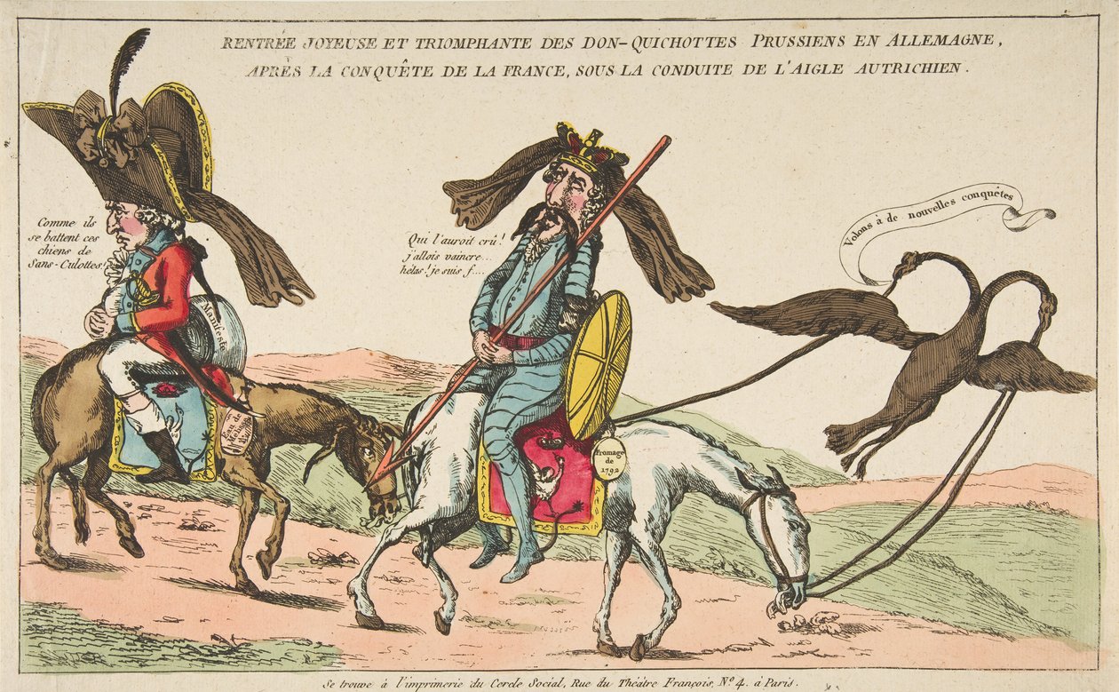 Rentrée joyeuse et triomphale des Don-Quichottes Prussiens en Allemagne, après la conq..., ca. 1792 de Unbekannt