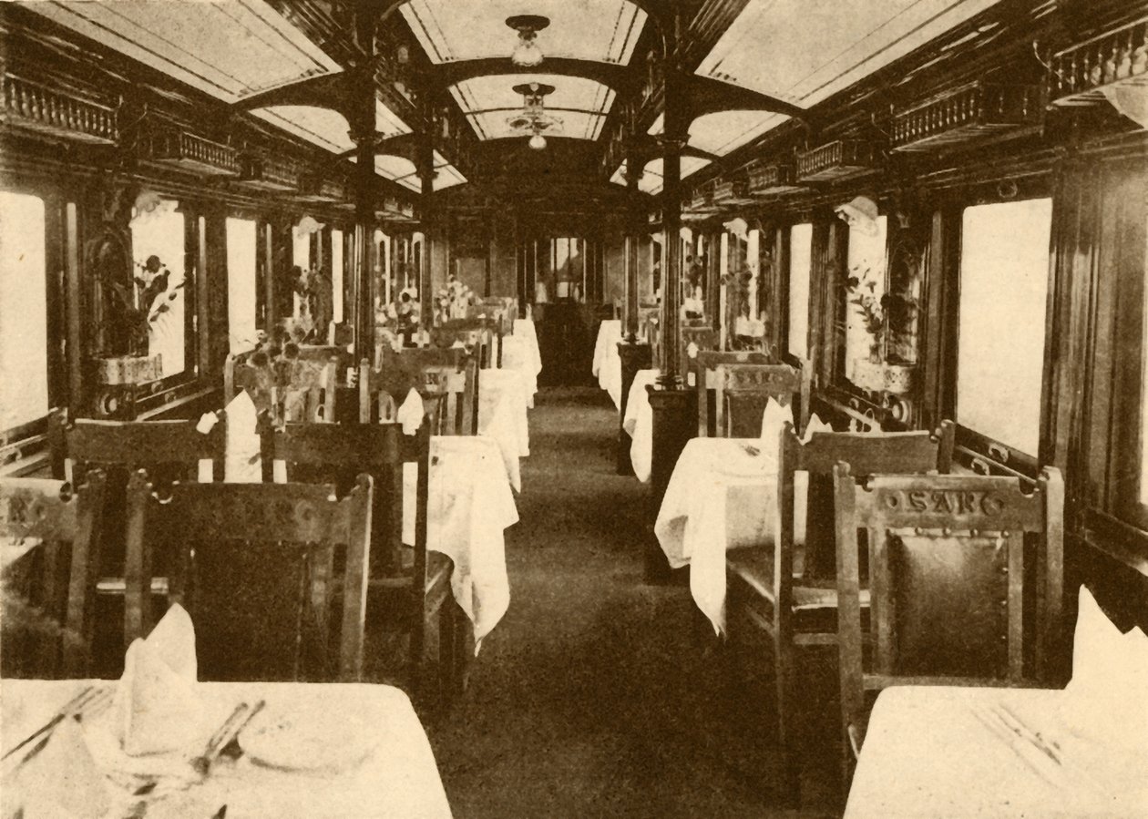 Coche restaurante en un tren de larga distancia, Ferrocarriles de Sudáfrica, 1930 de Unbekannt