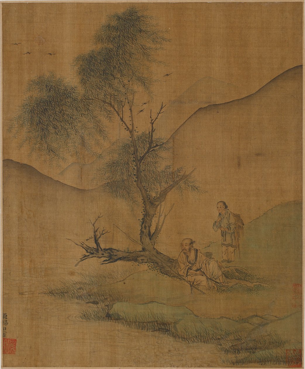 Descansando bajo los sauces, posiblemente dinastía Ming, 1368-1644 de Unbekannt