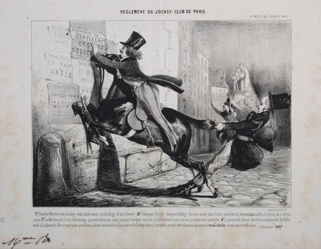 Reglamento del Jockey Club de París: Cada miembro del Jockey Club debe tener un Jockey..., 1800s de Unbekannt