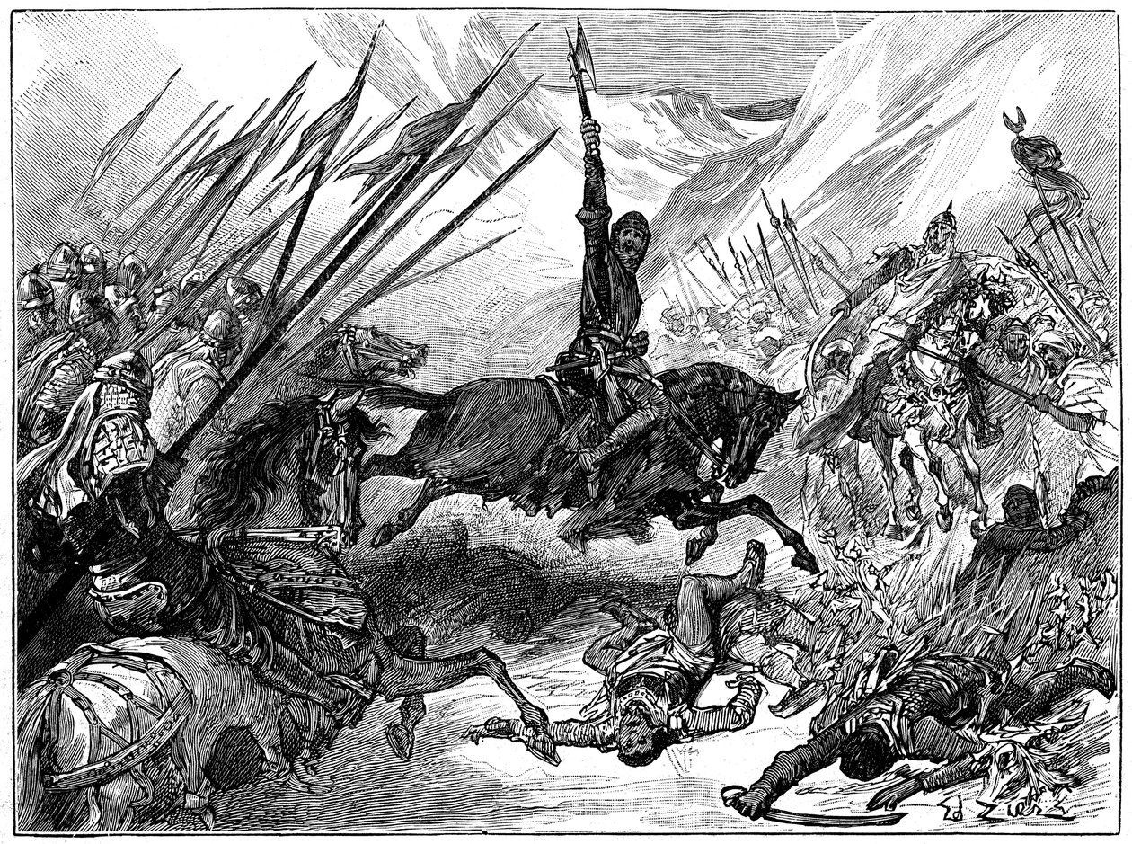 Ricardo I, Corazón de León en la Batalla de Arsuf, 1191, c1880 de Unbekannt