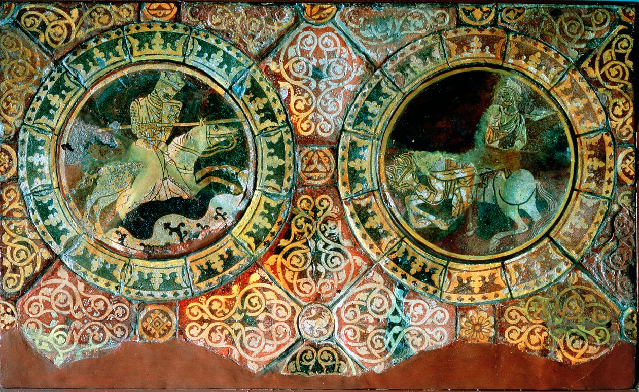 Ricardo Corazón de León y Saladino en combate montado, 1191 siglo XIII de Unbekannt