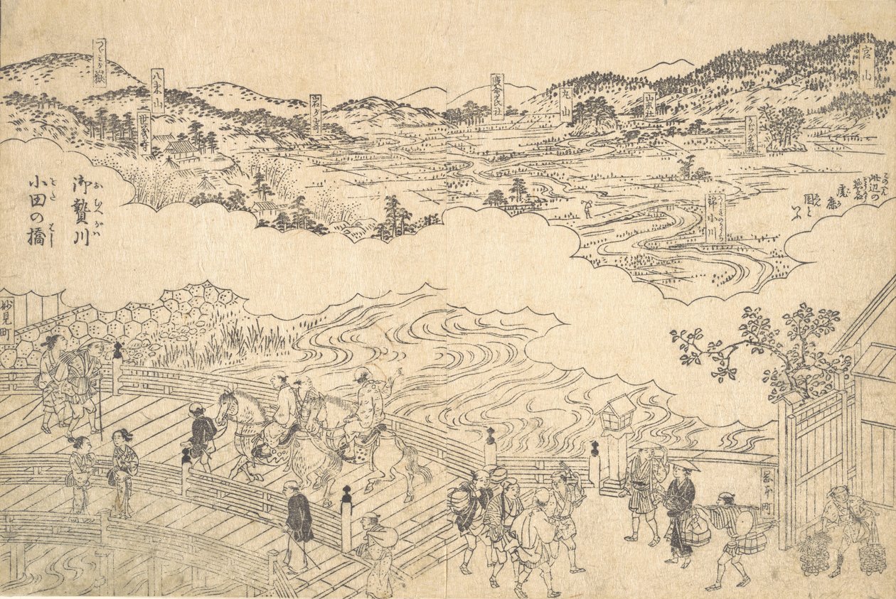 Río de Omue y puente de Oda, 1700 de Unbekannt
