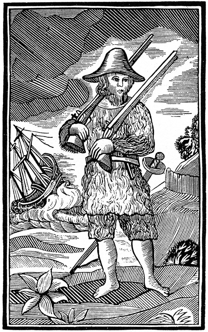 Robinson Crusoe, recorte de folleto, siglo XVIII 1964 de Unbekannt