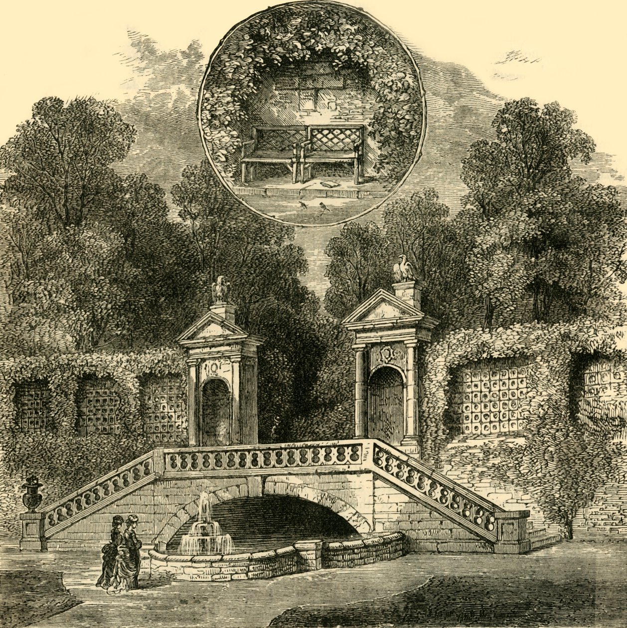 Asiento de Rogers y puerta de Inigo Jones, Holland House, c. 1876 de Unbekannt