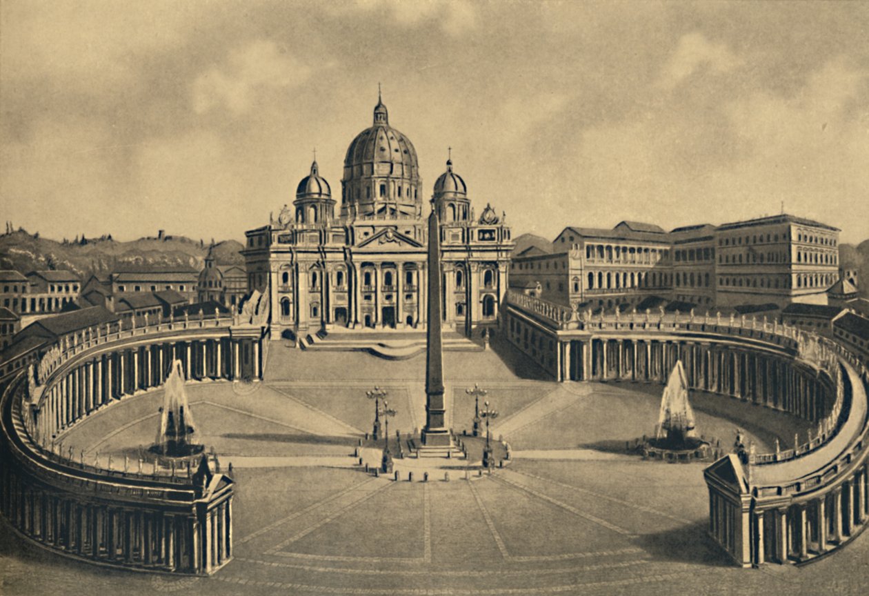 Roma - Basílica y Plaza de San Pedro. Palacio Vaticano, 1910 de Unbekannt