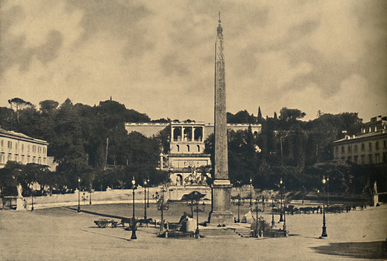 Roma - Obelisco, fuentes y plaza del Popolo. - Terrazas del parque público Pincio, 1910 de Unbekannt