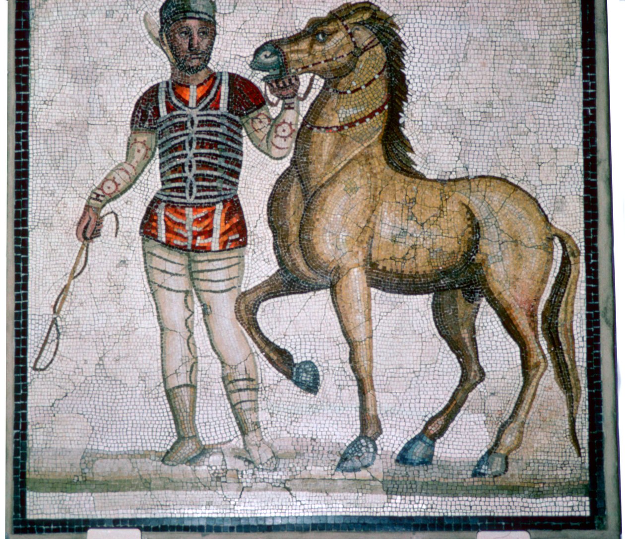 Mosaico romano de un auriga con caballo de Unbekannt