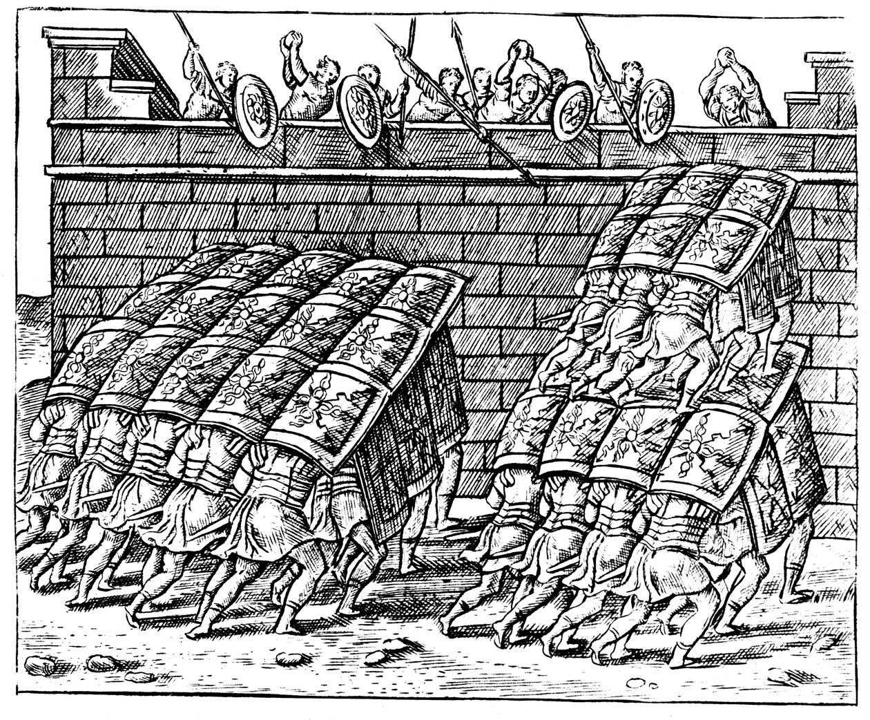 Soldados romanos atacando una fortaleza, 1605 de Unbekannt