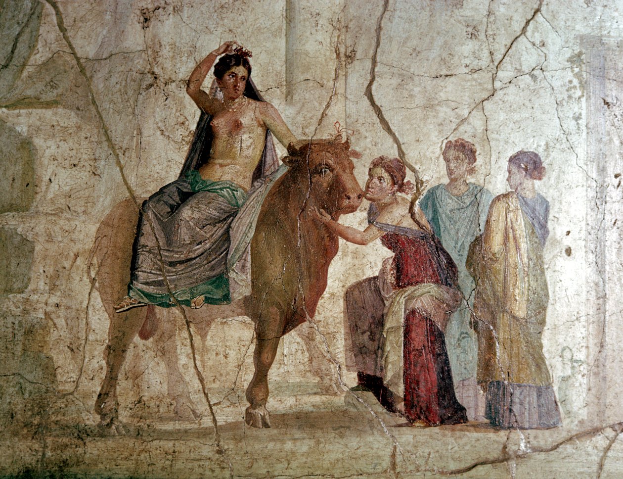 Pintura mural romana del Rapto de Europa, Casa de Jasón, Pompeya, Italia de Unbekannt