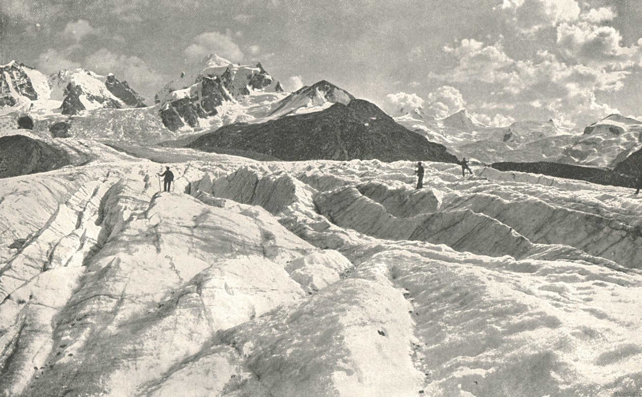 Glaciar Roseg cerca de Pontresina, Engadina, Suiza, 1895 de Unbekannt
