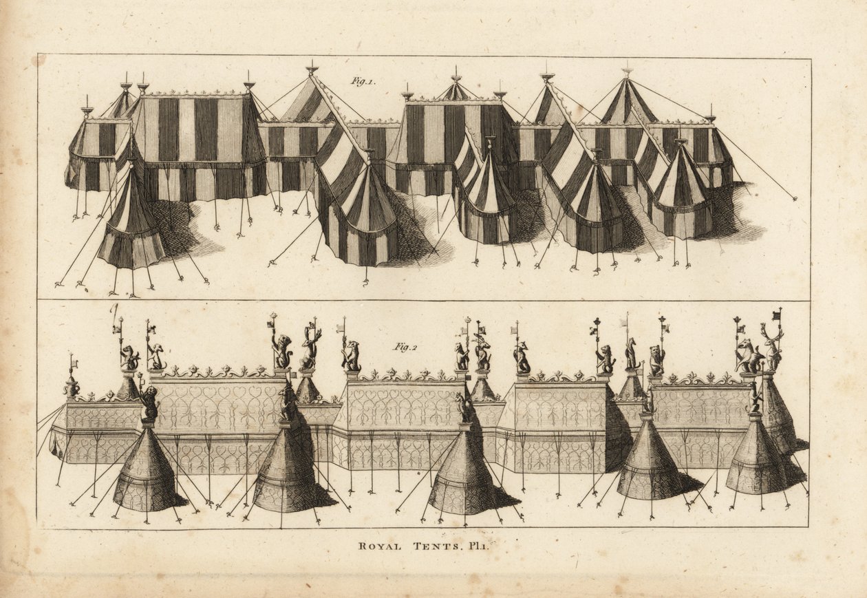 Tiendas reales montadas para la reunión del Rey Enrique VIII y el Rey Francisco I de Francia cerca de Ardres en 1520 de Unbekannt