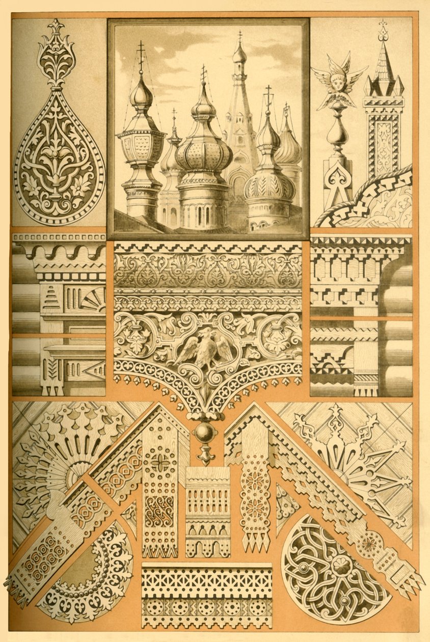 Ornamento arquitectónico ruso y talla en madera, 1898 de Unbekannt