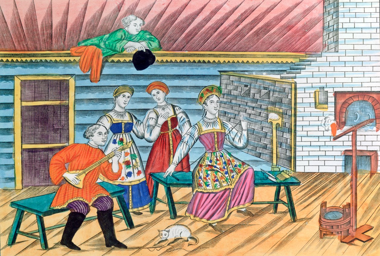 Escena de interior ruso, 1856 de Unbekannt