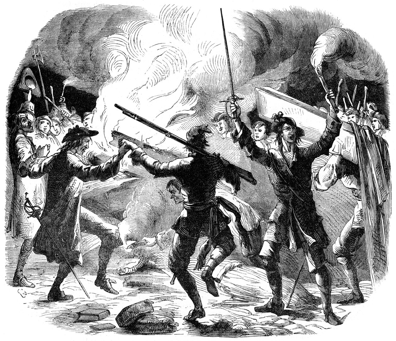 Alborotadores de Sacheverel destruyendo los muebles de la capilla cerca de Lincolns Inn, Londres, siglo XIX de Unbekannt