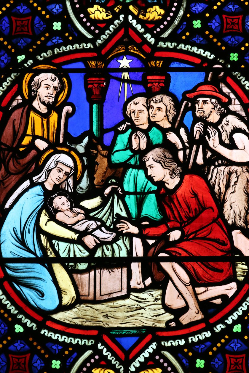 Iglesia del Sagrado Corazón. Vidriera. La Natividad. Adoración de los Pastores de Unbekannt