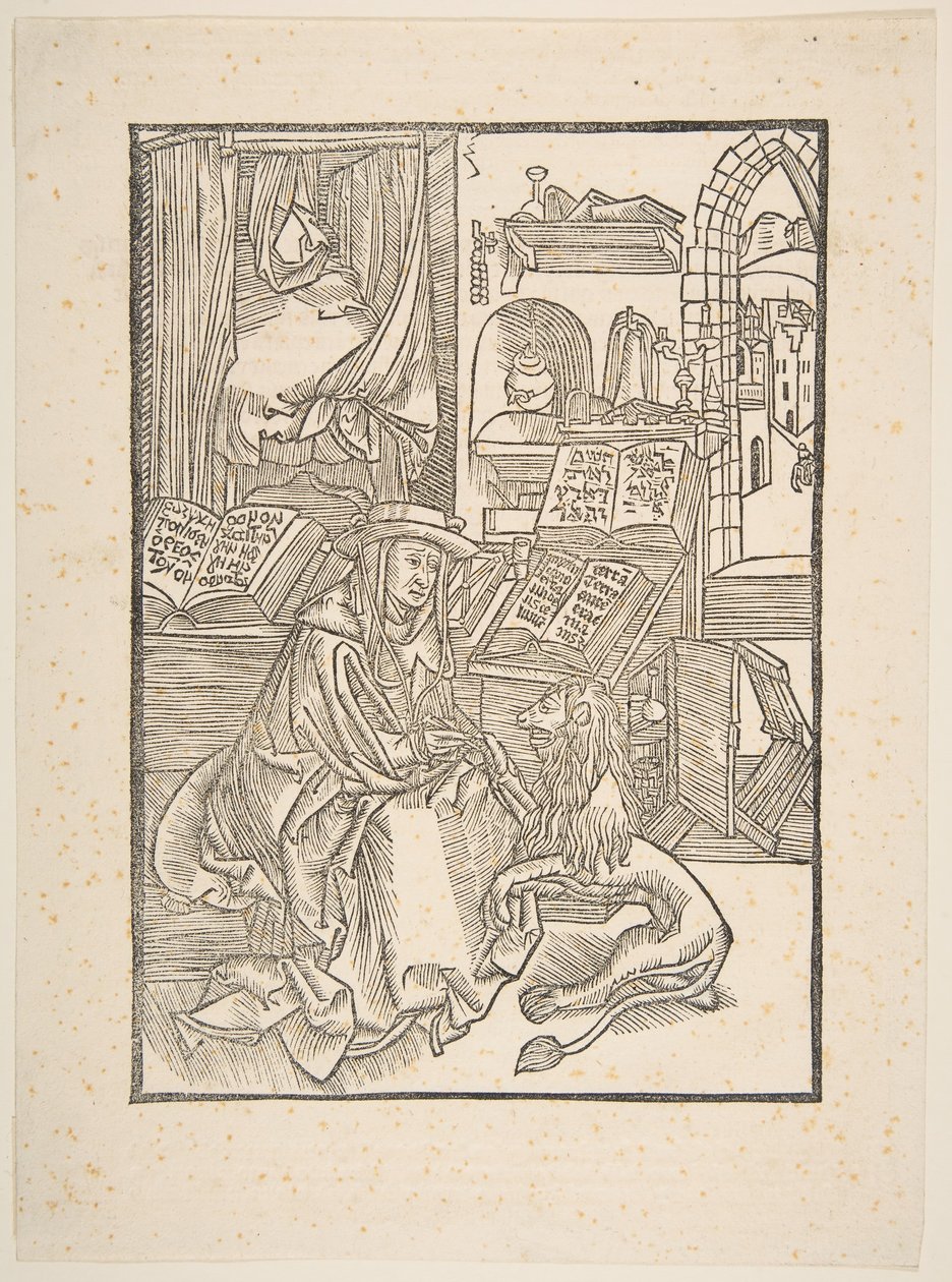 San Jerónimo extrayendo una espina del pie del león, copia de Lyon, 1508 de Unbekannt