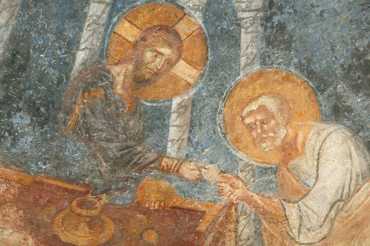 Fresco de la iglesia de San Nicolás: Jesús con apóstol de Unbekannt