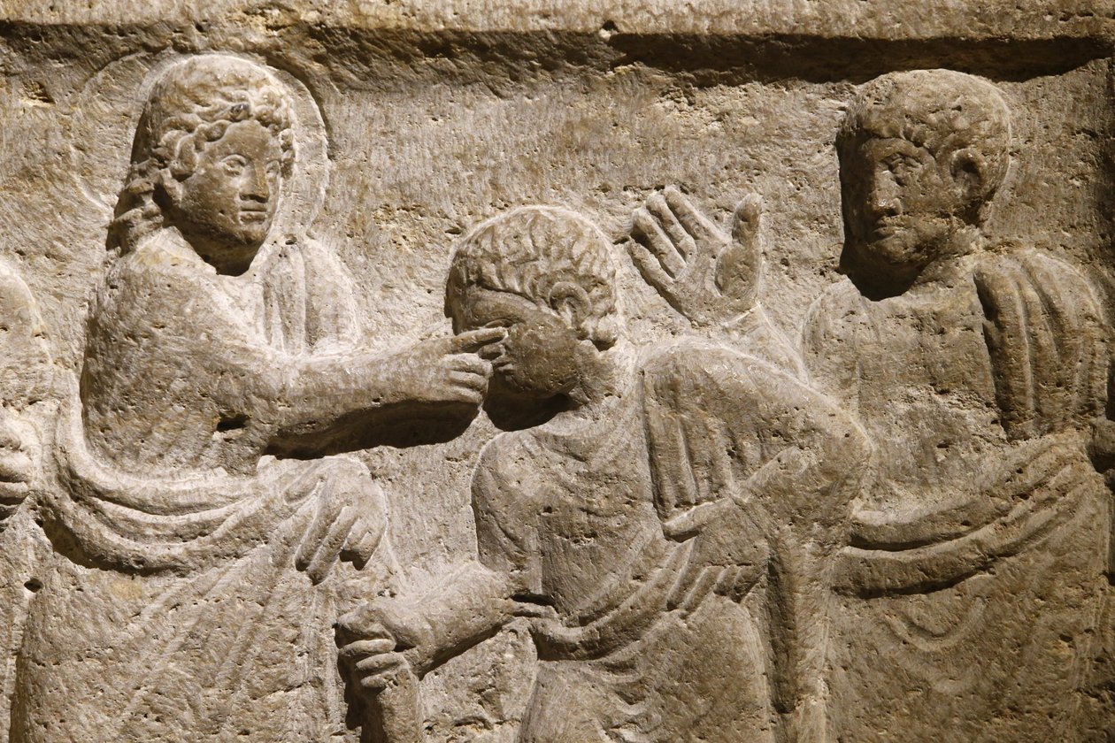 Abadía de San Víctor, Marsella. Detalle del sarcófago: Jesús curando a un ciego. Francia de Unbekannt