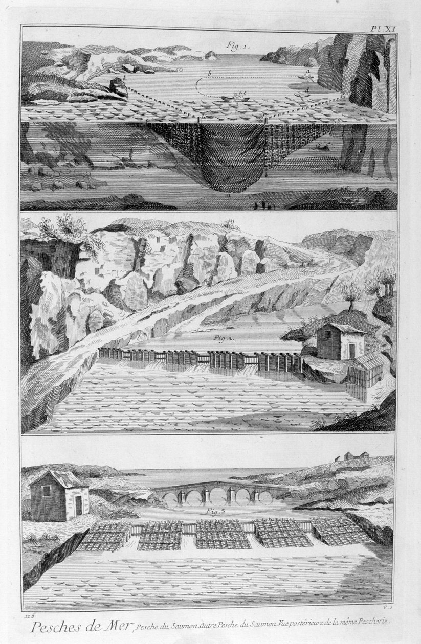 Pesca de salmón, 1751-1777 de Unbekannt