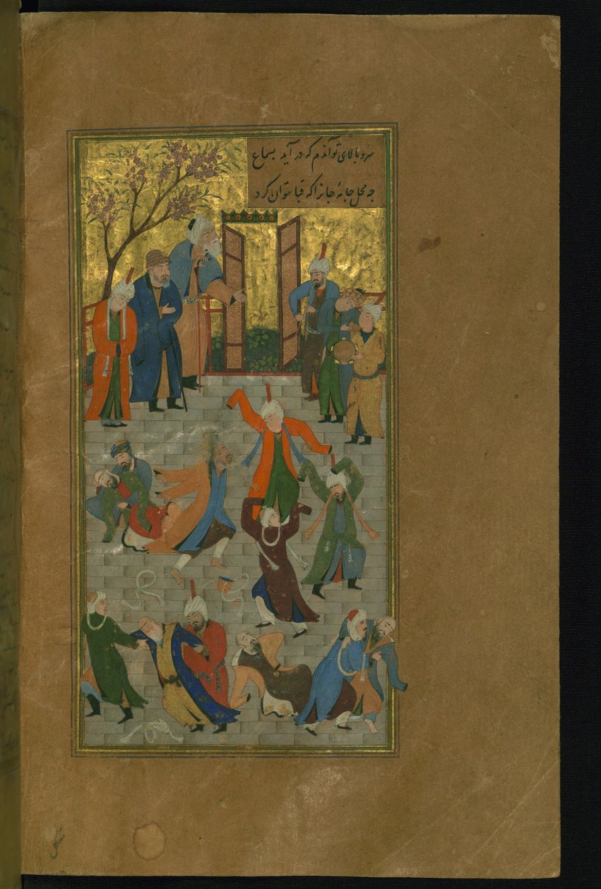 Ceremonia Sama. Miniatura de un manuscrito del Diván de Hafez, 1512 de Unbekannt
