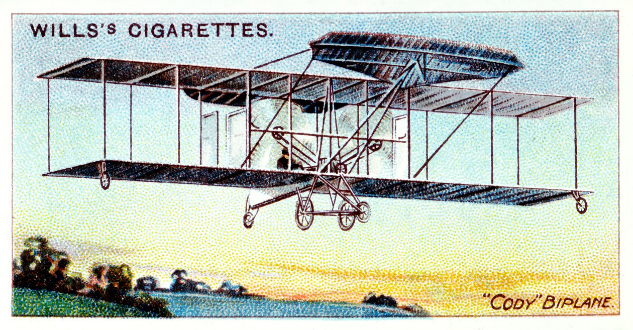 Samuel Franklin Cody, aviador británico nacido en Estados Unidos, volando en el biplano Cody c. 1909 de Unbekannt