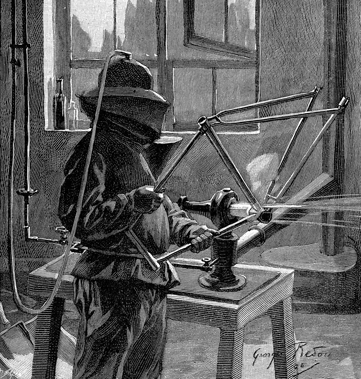Arenado de las juntas de un cuadro de bicicleta, Francia, 1896 de Unbekannt