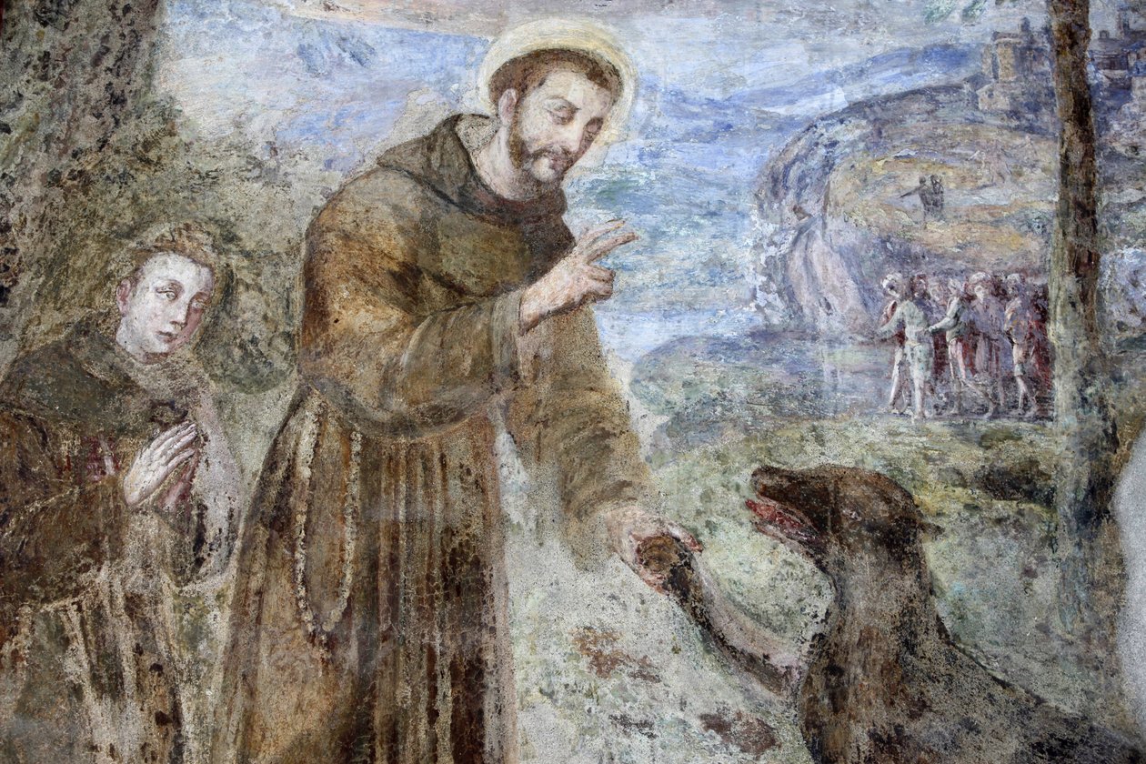 Claustro de Santa Clara, Nápoles. Detalle del fresco: San Francisco, Nápoles, Italia de Unbekannt