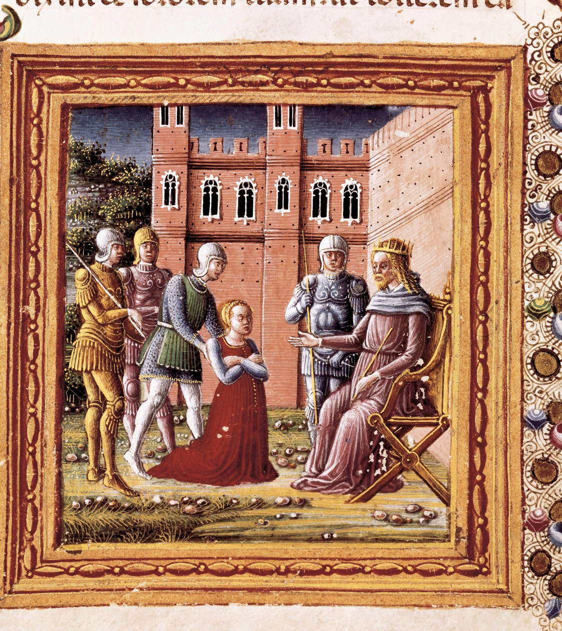 Sara presentada al Faraón, miniatura pintada por Marco Giovanni Dell